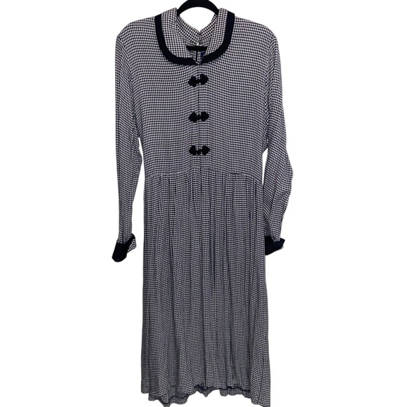 Jg Hook Dresses & Skirts - Vintage JG Hook Dress Womens Sz Large Pet Plaid Gingham Cottagecore Retro B&W